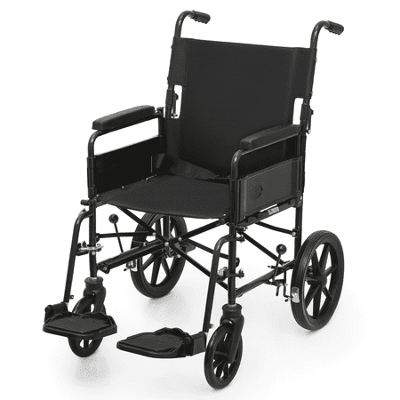 Magshion *FDA APPROVED* Transport Wheelchair, Folding Transport Chair with Swing Away Footrests and Flip Back Backrest for Travel, 300lbs Weight Capacity, Black
