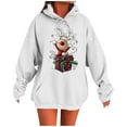 thumbnail image 6 of Feancey Christmas Hooded Sweatshirts for Women Funny Reindeer Graphic Hoodies Drawstring Long Sleeve Fleece Lined Pullover Sweatshirt with Kangaroo Pocket White S, 6 of 6