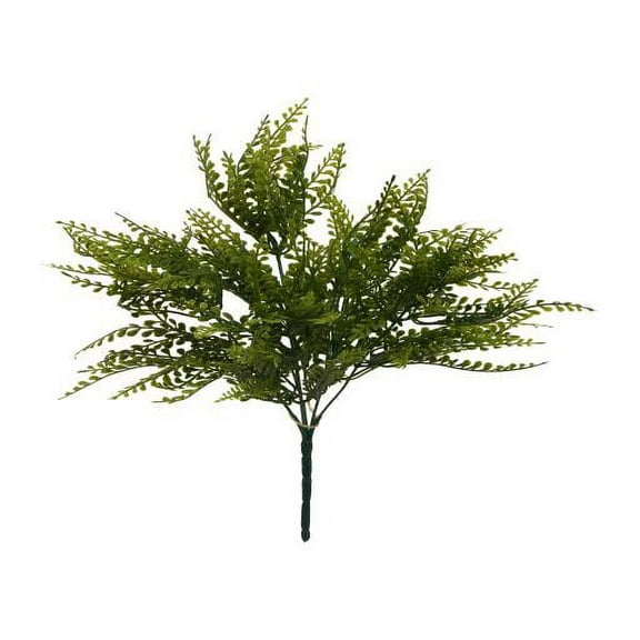 Maiden Hair Fern 14in Artificial Polysilk Faux Fake Greenery Grass Bush for Craft Home Garden Outdoor Bouquet Arrangement Ceremony Wedding Arch Floral Wall Aisle Decor (Green, Set of 2)