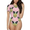 thumbnail image 2 of Uemuo Panda Avocado Pattern Women's One Piece Short Sleeve Swimsuit Rash Guard Surfing Modest Quick-drying Swimsuit Beach Essentials-Large, 2 of 9