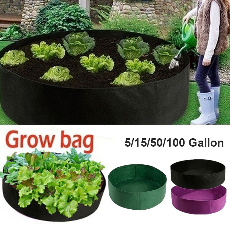 L（100Gallon 50in x 12 in ） Raised Garden Bed Fabric Raised Planting Bed Black Round Garden Grow Bag for Herb Flower Vegetable Plants 