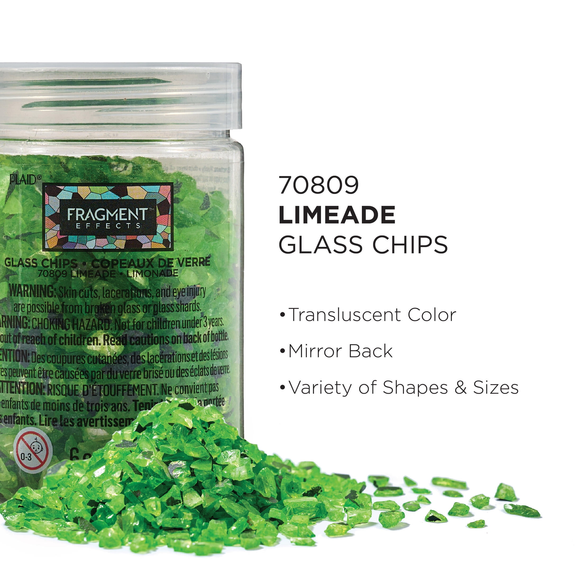 (3 pack) Plaid Fragment Effects Glass Chips, Limeade, 6 oz