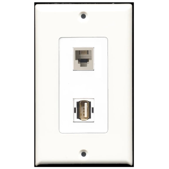 Ultra Spec Cables 1 Port USB A/A 3.0 Phone Wall Plate w/Female/Female Jacks