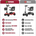 thumbnail image 5 of Paproos Mobility Scooter for Seniors, 300W Mobility Scooter, Electric Wheelchair, Compact All Terrain Motorized Mobility Scooters for Travel, Removable Battery, Basket, Red, 5 of 12