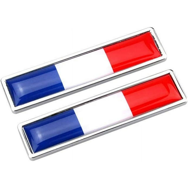 1 par de pegatinas de metal con bandera nacional, pegatinas para parachoques multiuso, emblema cromado, pegatinas creativas con bandera ((Francia), piezas de automóvil/accesorios (58*14mm) JM JM