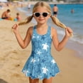 thumbnail image 3 of Uourmeti Girls' Sea Turtle & Starfish Print Skirted One Piece Swim Dress - Quick Dry, Stretchy Beach Bathing Suit for Pool & Vacation, 3 of 8