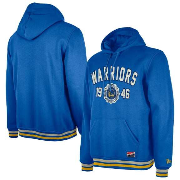 Men's New Era Royal Golden State Warriors Throwback Vintage Pullover Hoodie