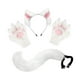 thumbnail image 2 of Conjunto de diadema con orejas de animal y guantes de cola para disfrazarse de una hermosa cola larga para fiestas temáticas. Blanco, 2 of 8