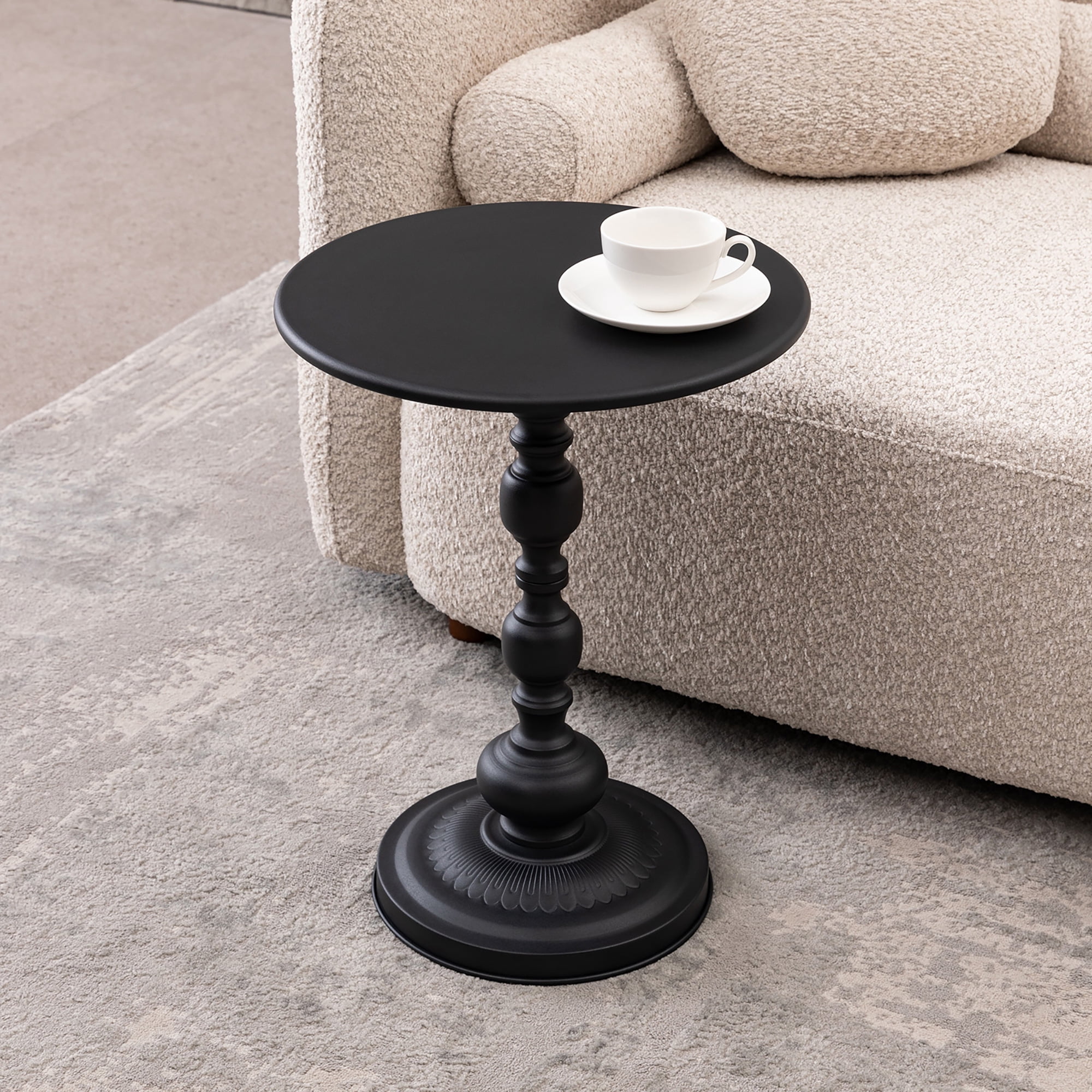 Vintage Metal Coffee Table End Table, Round Side Table for Sofa Bedside Nightstand, Accent Table Decorative Small Space Living Room Bedroom