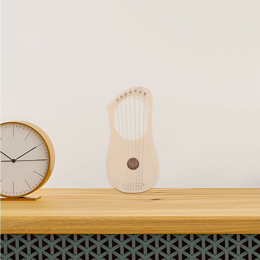 Luxshiny 1Set DIY Wooden Lyre Harp Kit with Solid Beige Wood and 7 Strings for Home Music Creation and Versatile Sound