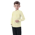 thumbnail image 4 of Oxford Dress Shirts for Boys Striped Long Sleeve Collared Button Up Shirt with Chest Pocket School Uniform (3-4 Years, Yellow), 4 of 7