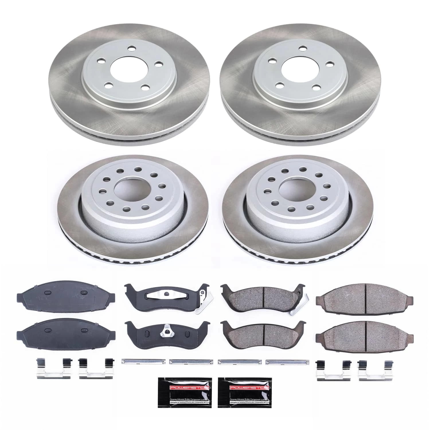 PowerStop Front and Rear Semi-Coated Rotor and Low-Dust Ceramic Brake Pad Kit SC4486
