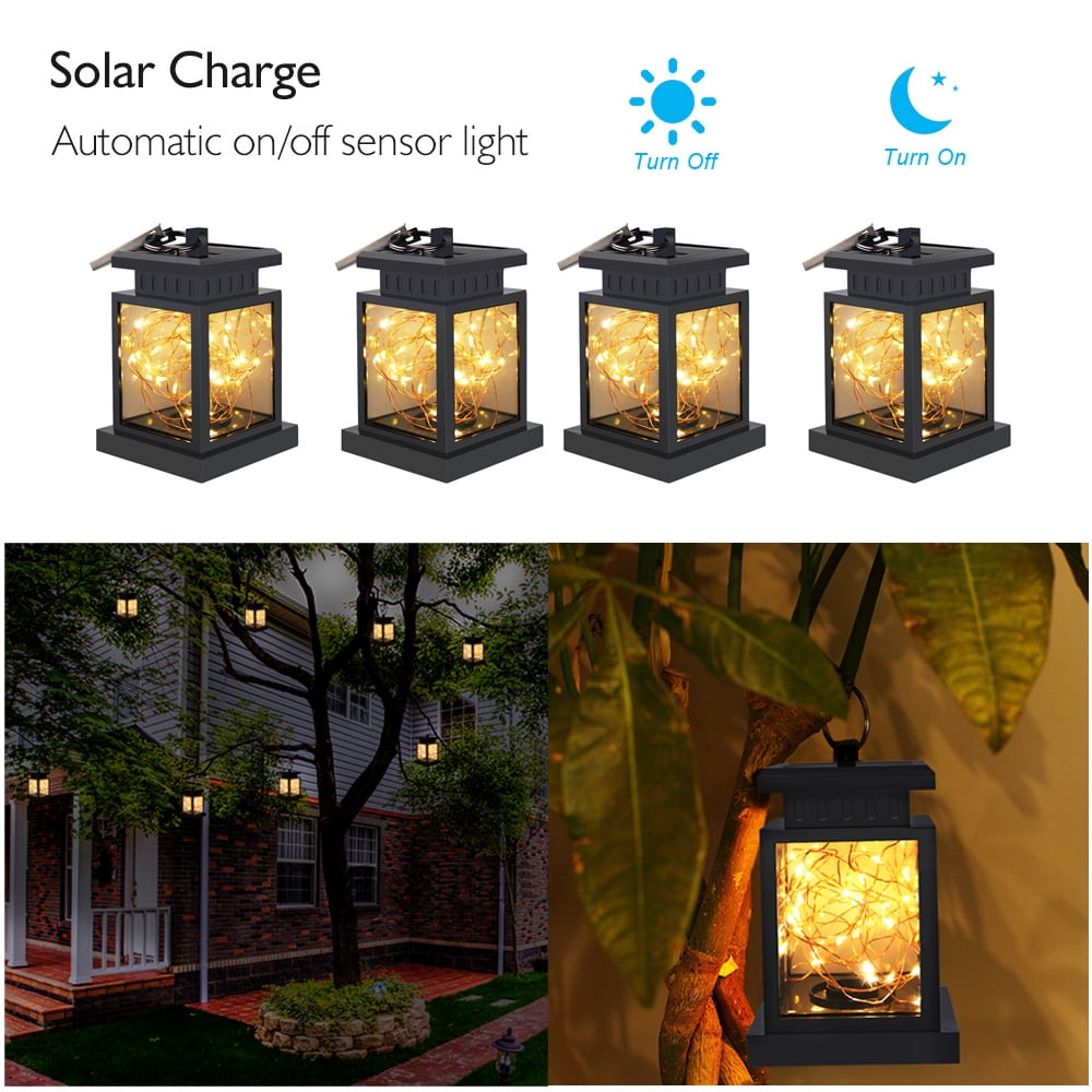 20CM Dual Colour Lantern Solar Powered Xmas Outdoor Garden Table Hanging Lights 