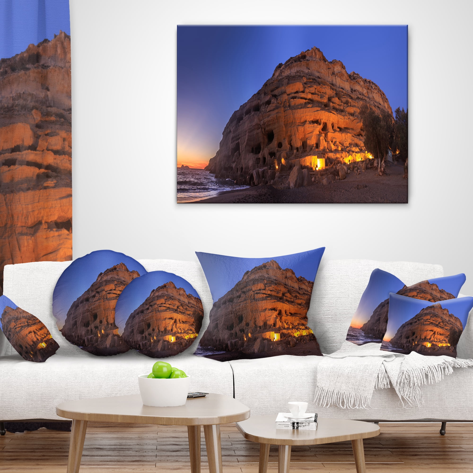 Designart 12" x 20" Blue Polyester Throw Pillow