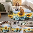 thumbnail image 6 of 4ft Round Rug, Sunflower Summer Non-Skid Rubber Backing Large Area Rugs - Living Room Bedroom Home Office, Vintage Farmhouse Field Floral Indoor Floor Mat Carpets Washable Rug, 6 of 9
