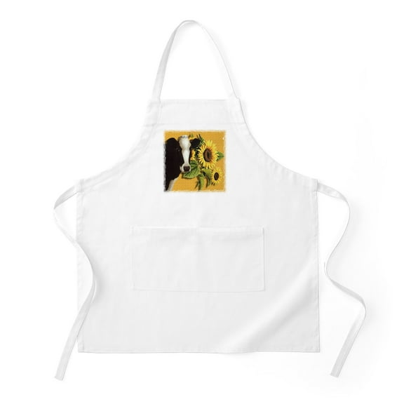 CafePress - Cow With Sunflowers BBQ - Kitchen Apron with Pockets, Grilling Apron, Baking Apron