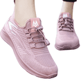 thumbnail image 2 of Breathable Mesh Walking Shoes for Women Mens Lightweight Running Sneakers Unisex Quick Lace Slip On Tennis Shoes Comfortable Non Slip Athletic Shoes Gym Fitness Travel Casual, Pink, US Size: 5, 2 of 4