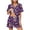 Purple2, variant on Kojanyu Women's 2 Piece Lounge Pajama Set, Summer Casual Short Sleeve Top and Shorts Stretch Tropical Print Outfit S-XXL