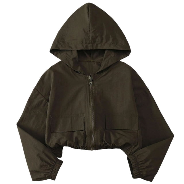 Chaqueta Ligera de Verano Color Sólido de las Niñas con Capucha de Moda Y Versátil para Niños Chaqueta Ligera