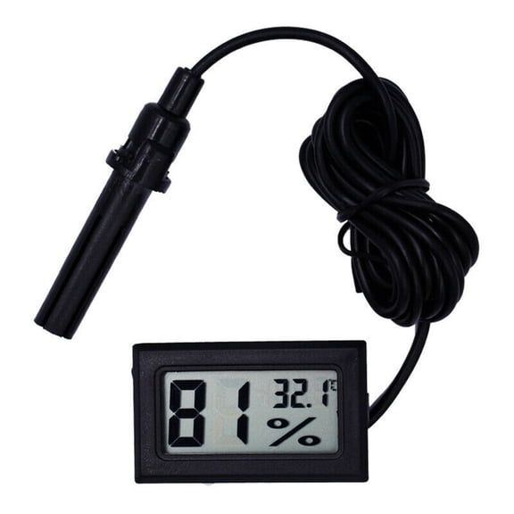 Mini Digital LCD Thermometer Hygrometer with External Probe Temperature Humidity Meter White-black