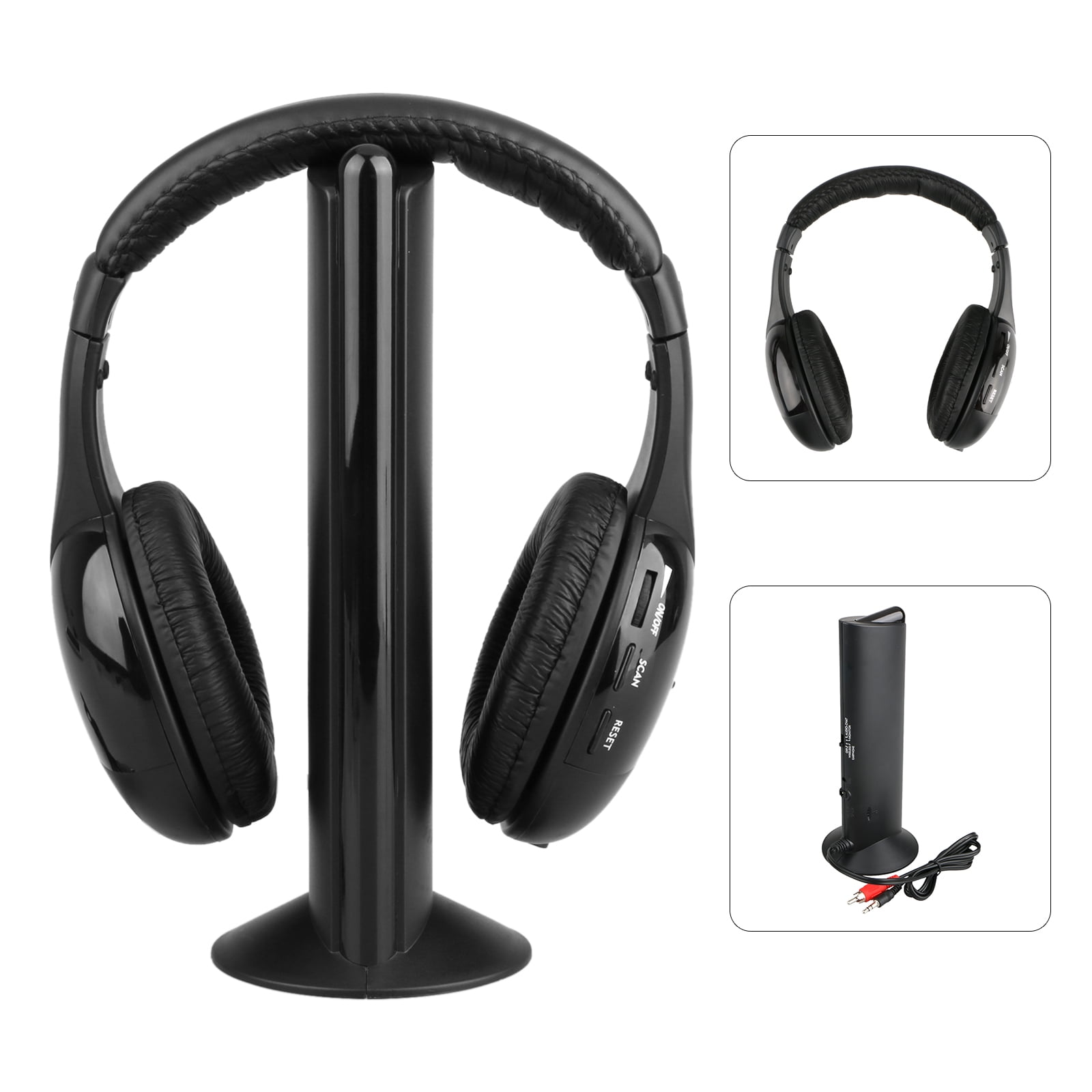 5 in 1 HIFI Wireless Headset Headphones Cordless RF Mic for PC TV DVD CD MP3 MP4