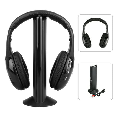 5 in 1 HIFI Wireless Headset Headphones Cordless RF Mic for PC TV DVD CD MP3 (Best Cheap Wireless Headphones For Tv)