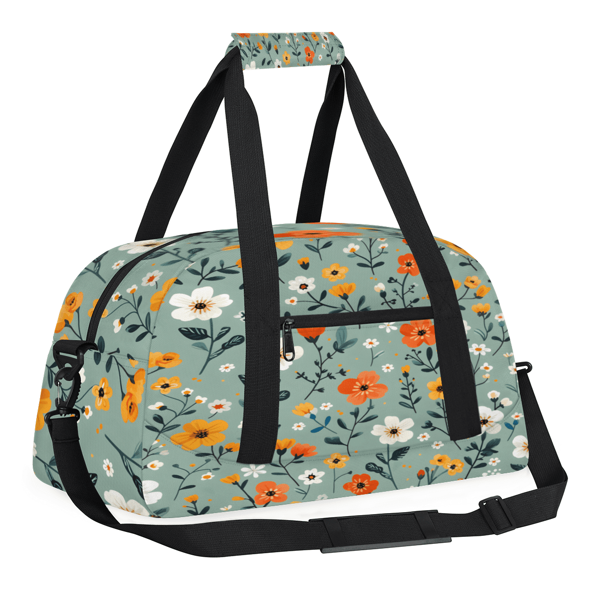 Herdesigns Floral Flower Plant Sports Duffle Bag for Women & Men, Blooming Flowers Gym Bag Dance Bag Overnight Bag Carry On Weekender Travel Bag