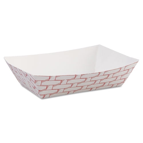 PAPER FOOD BASKETS, 6 OZ CAPACITY, 3.78 X 4.3 X 1.08, RED/WHITE, 1,000/CARTON | Bundle of 5 Cartons