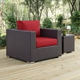 thumbnail image 2 of Modern Contemporary Urban Design Outdoor Patio Balcony Lounge Chair, Red, Rattan, 2 of 4