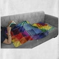 thumbnail image 6 of Abstract Soft Flannel Fleece Throw Blanket, Rainbow Colored Square Shaped Diverse Patterns Diagonal Forms Geometric, Cozy Plush for Indoor and Outdoor Use, 50" x 60", Multicolor, by Ambesonne, 6 of 6
