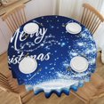 thumbnail image 1 of Round Tablecloth Merry Christmas Blue Tree 60 Inch Table Cover for Dining Polyester Cloth with Scalloped Edges Stain Resistance Kitchen Picnic Party Restaurant Decoration, 1 of 1