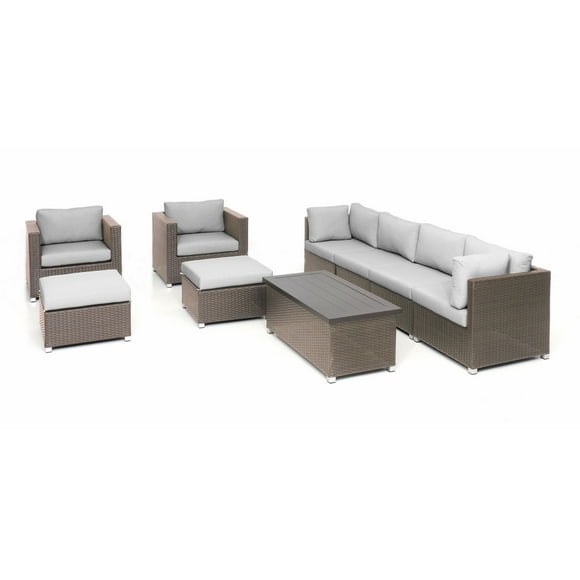 Chambers Bay Collection 9-Piece Aluminum Patio Conversation Set with Grey Cushions