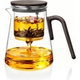 thumbnail image 1 of Tea Pot, Enchanted Glass Teapot with Infuser and Magnetic Suction Lid for Mess-Free Loose Tea Diffusers, Black Walnut Pattern Handle, Tea Lovers Gifts, 1 of 16