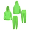 thumbnail image 3 of JanJean Kids 2 Piece Sport Sweatsuit Athletic Tracksuit Boys Girls Drawstring Hoodie Pullover with Fluorescent Green 100, 3 of 9