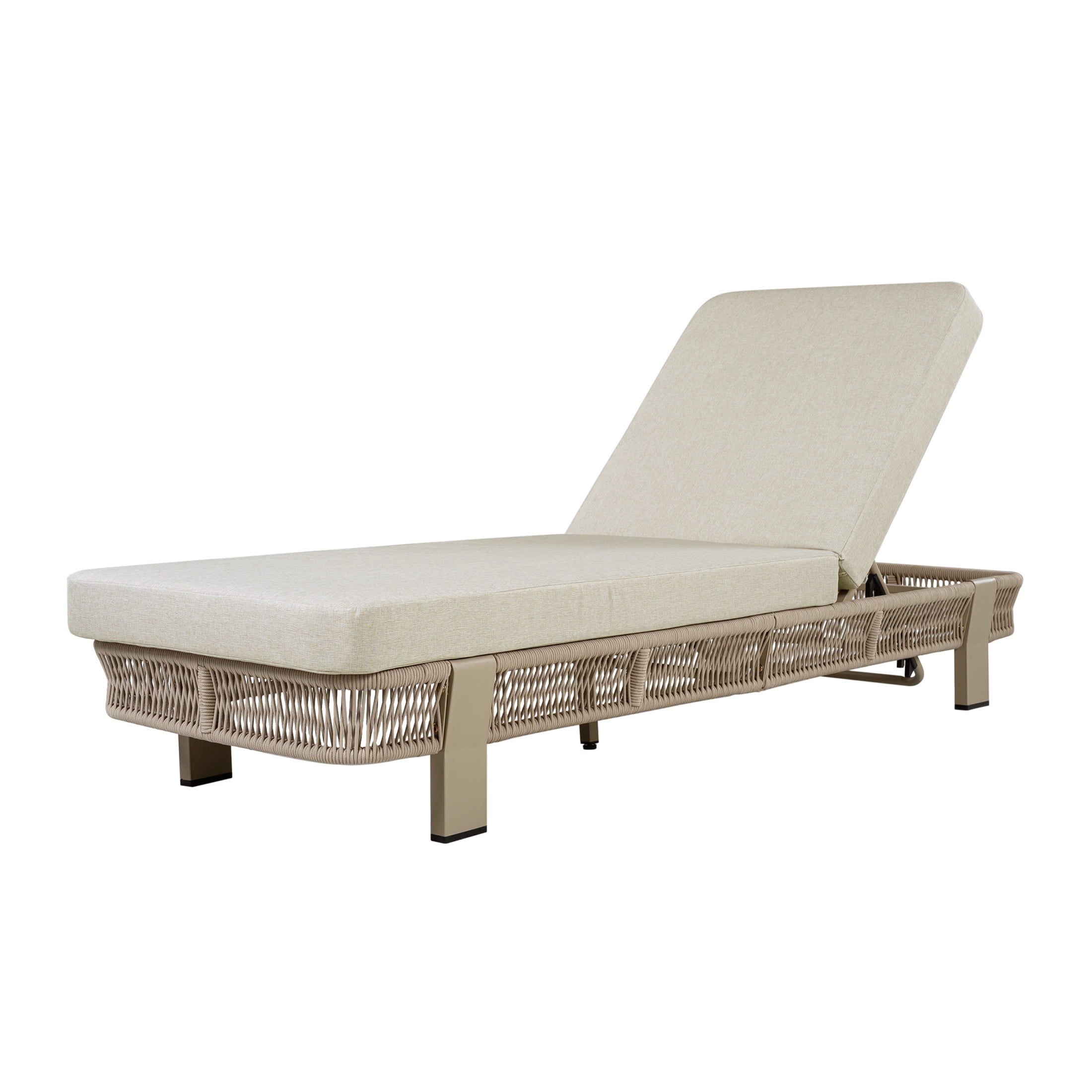Christopher Knight Home Boho Adjustable Outdoor Chaise Lounge with Cushion, Metal and Rope Frame, Beige+Natural