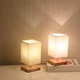 thumbnail image 5 of BELUPAI Square Fabric Bedroom Bedside Lamp Creative Simple Personality Small Night Light Dimming Remote Control Table Lamp, 5 of 14
