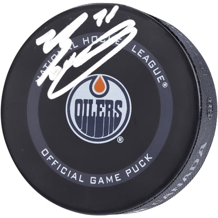 Evan Bouchard Edmonton Oilers Autographed 2021 Model Official Game Puck - Fanatics Authentic Certified