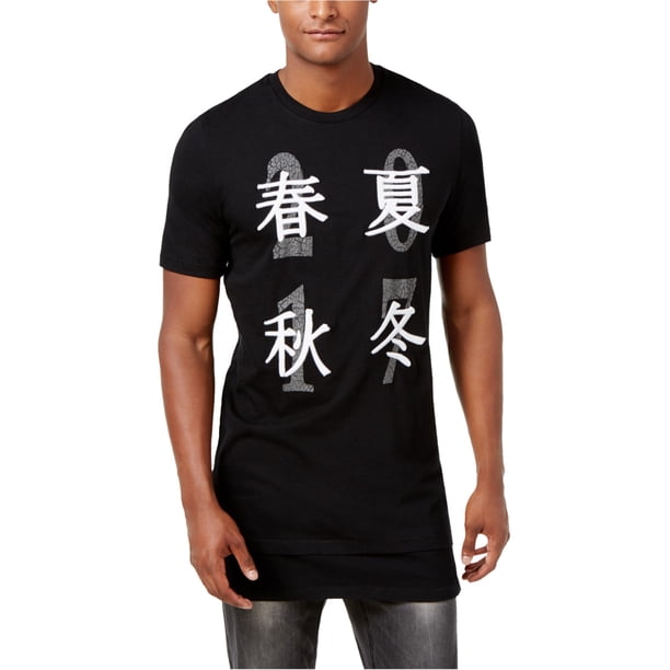 INC playera gráfica de longitud más larga para hombre, negro, extragrande