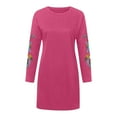 thumbnail image 3 of Patlollav Pntutb Winter Women Sexy Long Sleeve Dress Casual Printed Solid Embroidered Round Neck Long Dresses, 3 of 5