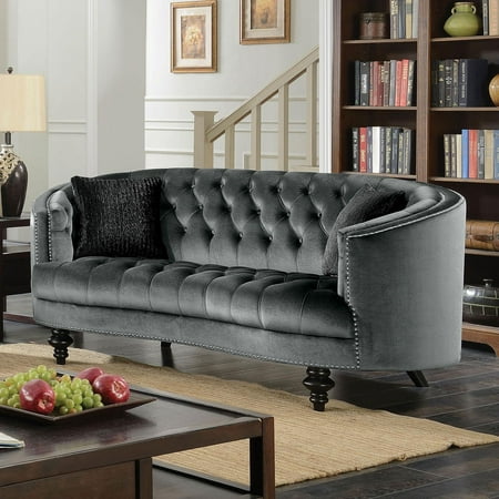 Modern Fabric Upholstery Loveseat in Gray Manuela by Furniture of America