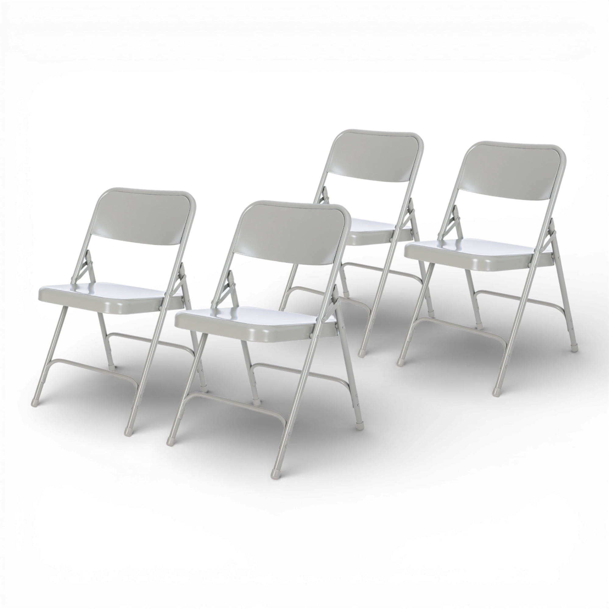 Hampden Furnishings Bernadine Collection All Steel Double Hinge Folding Chair, Grey (Pack of 4)