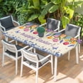 thumbnail image 2 of Easter Table Cloths for 5 Foot Rectangle Tables, Tulip Flowers Spring Easter Egg Bunny Butterfly Beige Patio Waterproof Elastic Fitted Tablecloths, Washable Rectangular Table Cover for Camping, 2 of 8