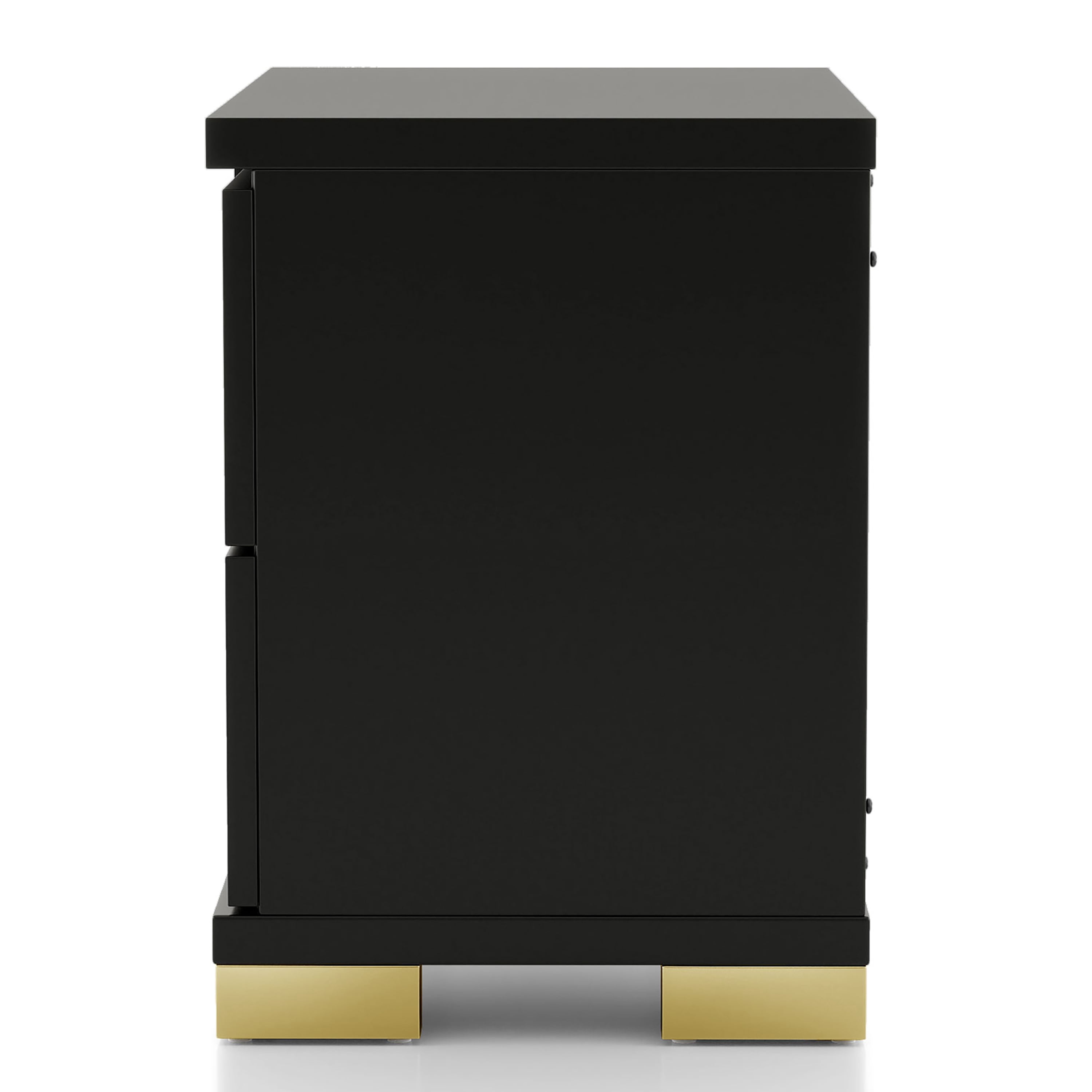 Furniture of America Chora Adult Modern 2-Drawer Nightstand, Black and Gold