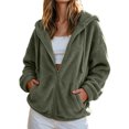 thumbnail image 2 of Enjoytime Fleece Jacket Women Long Sleeve Drawstring Zip Up Hoodies Plus Size Fashion Casual Cozy Warm Fall Winter Coat, 2 of 8