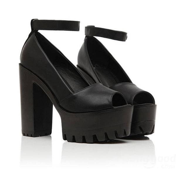 closed toe chunky platform heels