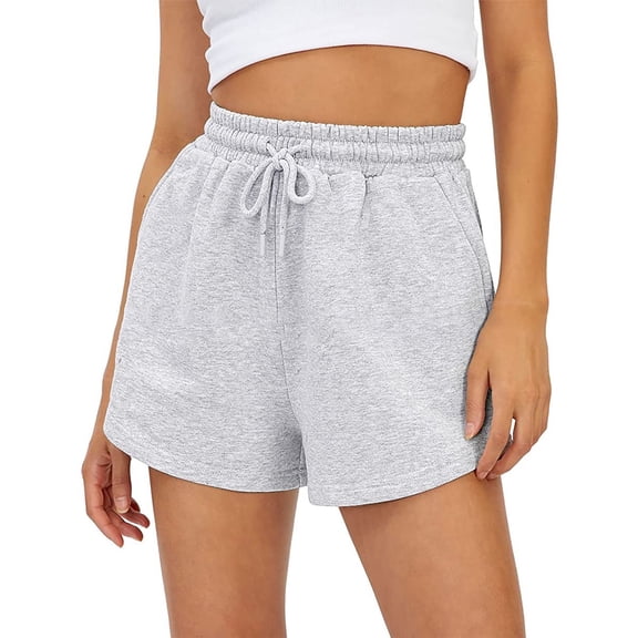 MYAOYI Womens Shorts Drawstring High Waisted Summer Lounge & Casual Sweat Shorts with Pockets