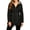 Black, variant on Solid Color Drawstring Waist Windbreaker for Women, Lightweight Hooded Zip-Up Rain Jacket with Striped Lining - Casual Outdoor Trench Coat Black L