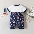 thumbnail image 4 of MeetoTime Baby Boys Girls Independence Day Jumpsuits Short Sleeve Infant Toddler Wrap Bottom Rompers Baby Summer Clothes, 4 of 7