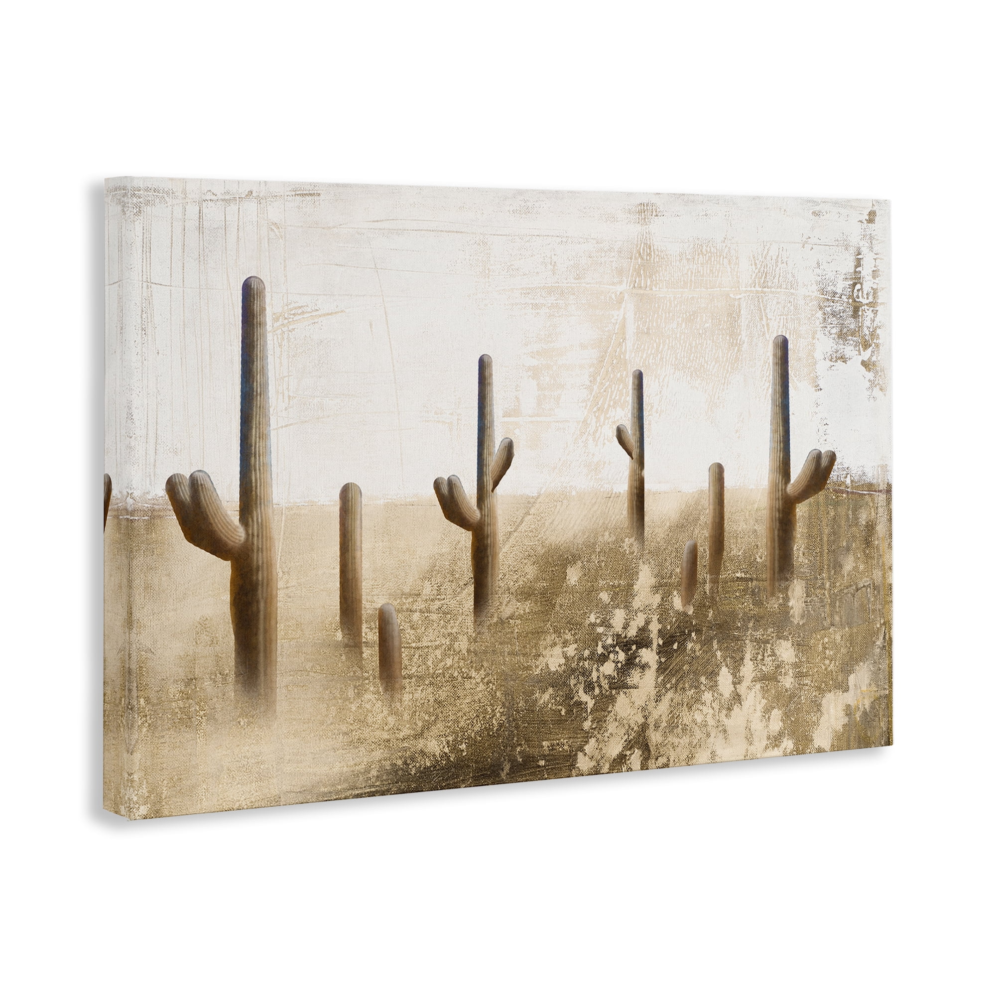 Stupell Industries Sepia Cacti Field Landscape & Nature Painting Wrapped Canvas Art Print Wall Art, 45 x 30