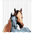 thumbnail image 3 of Ambesonne Country Shower Curtain, Farm Life 2 Horses, 69"Wx75"L, Pale Caramel Turquoise, 3 of 5